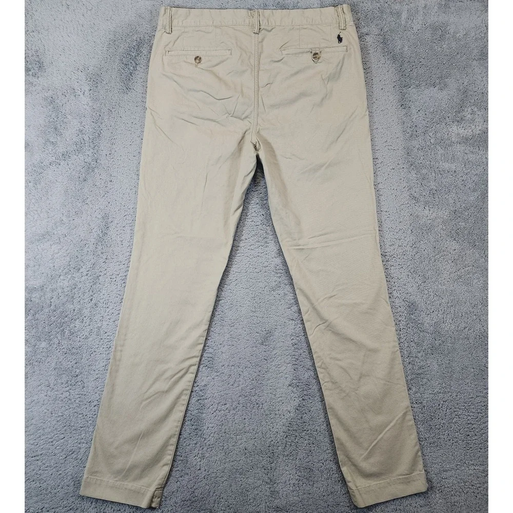 Polo Ralph Lauren Twill Pants Mens 34x34 Beige Chino Slim Stretch Cotton Preppy